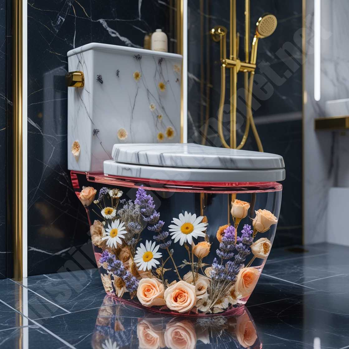 Epoxy Resin Flower Toilets