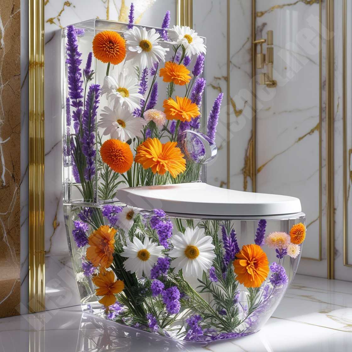 Epoxy Resin Flower Toilets