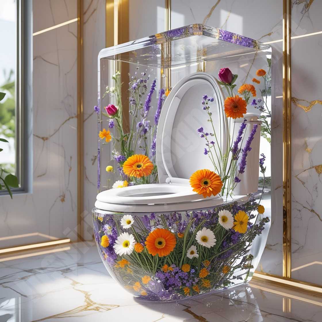 Epoxy Resin Flower Toilets