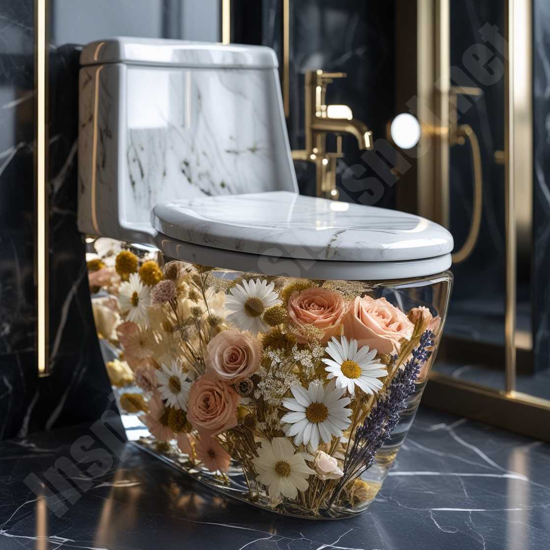 Epoxy Resin Flower Toilets