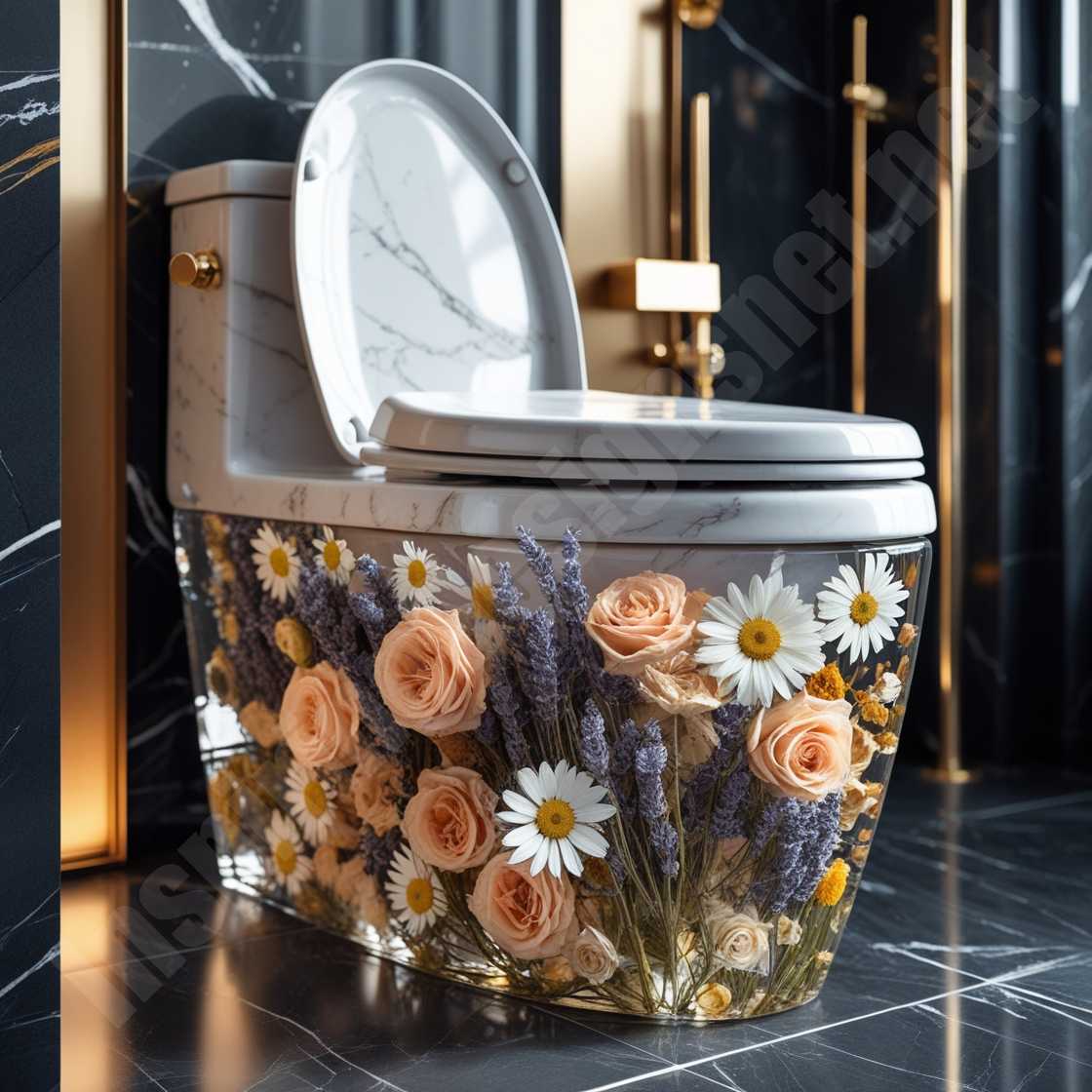 Epoxy Resin Flower Toilets