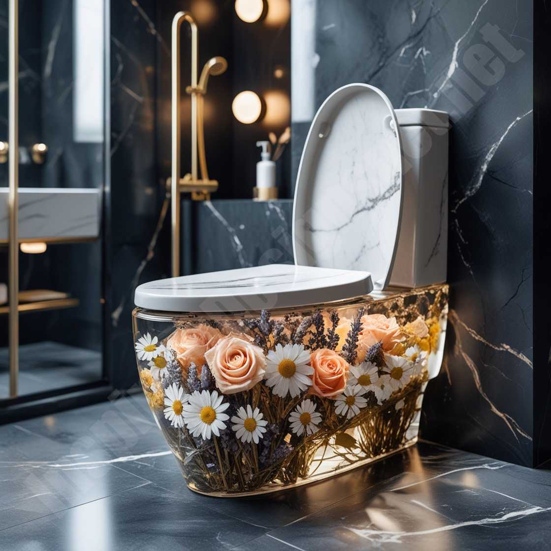 Epoxy Resin Flower Toilets