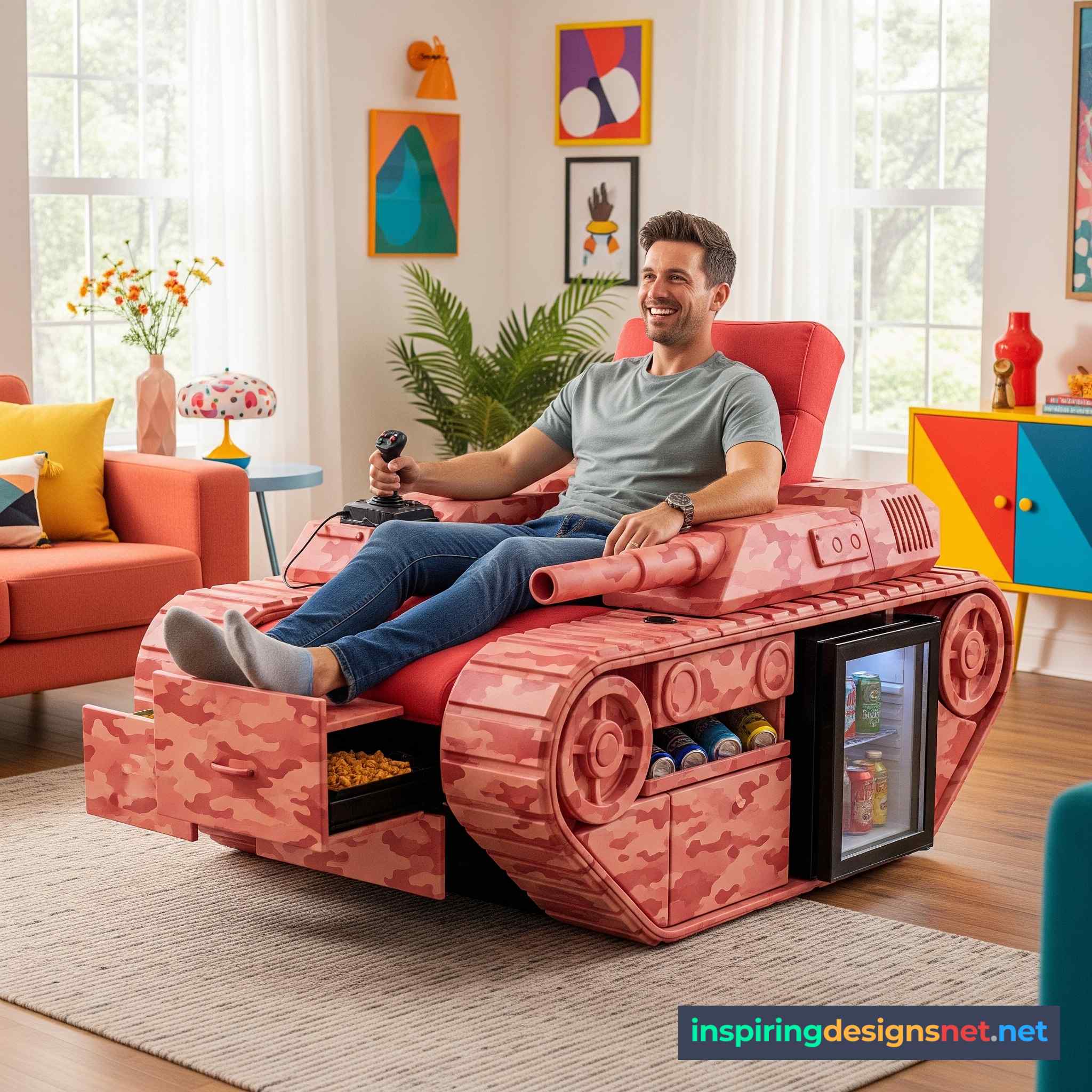 Tank Recliner with Built-in Kitchen