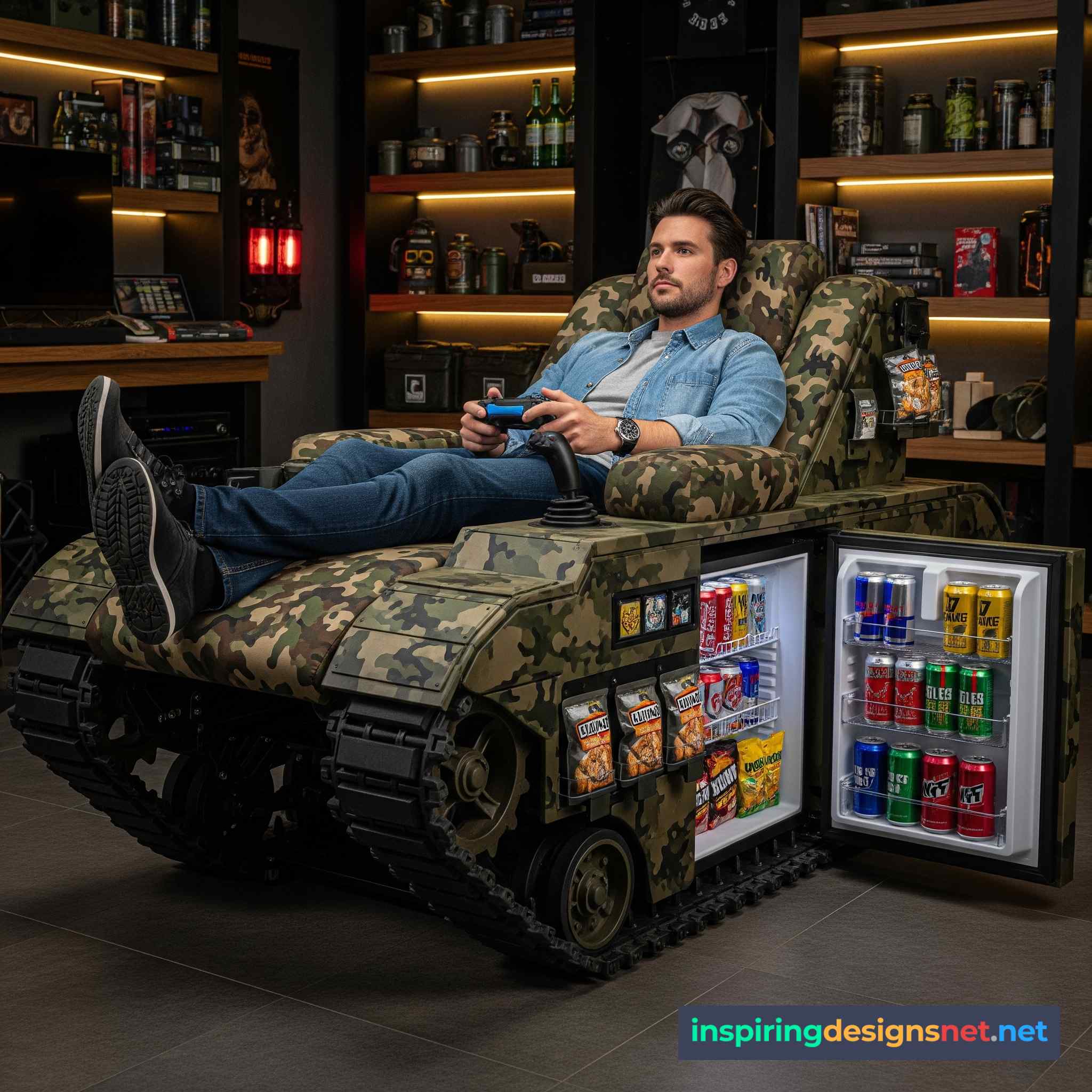 Tank Recliner with Built-in Kitchen