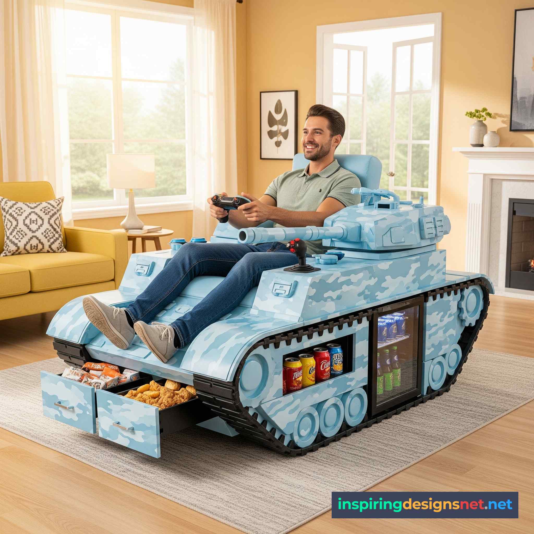 Tank Recliner with Built-in Kitchen