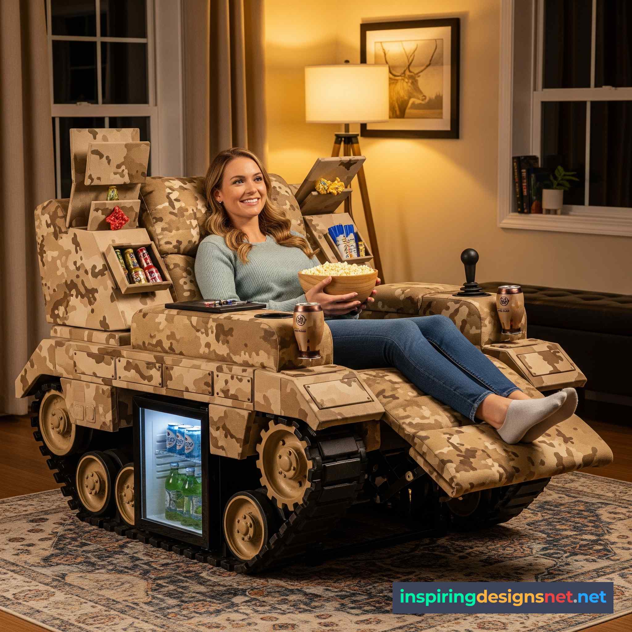 Tank Recliner with Built-in Kitchen