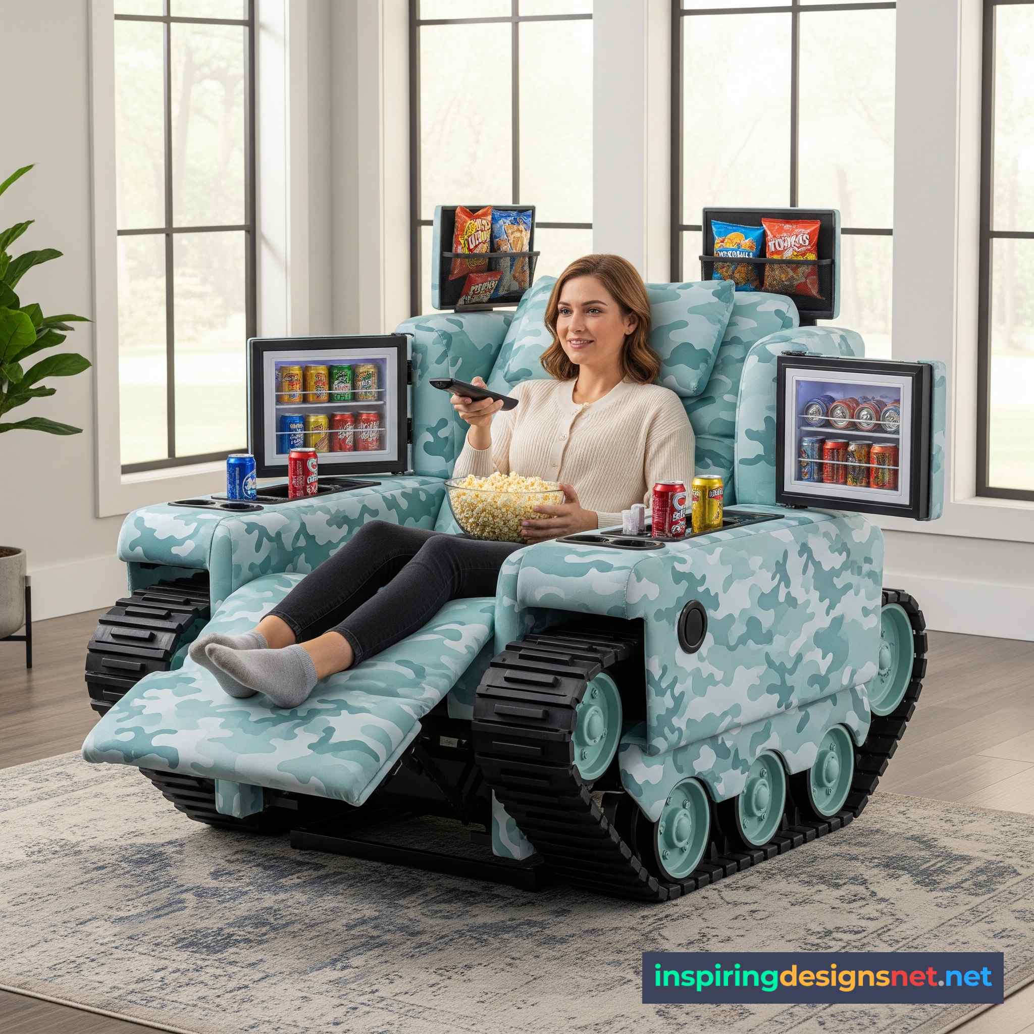 Tank Recliners Have Built-in Mini Fridges
