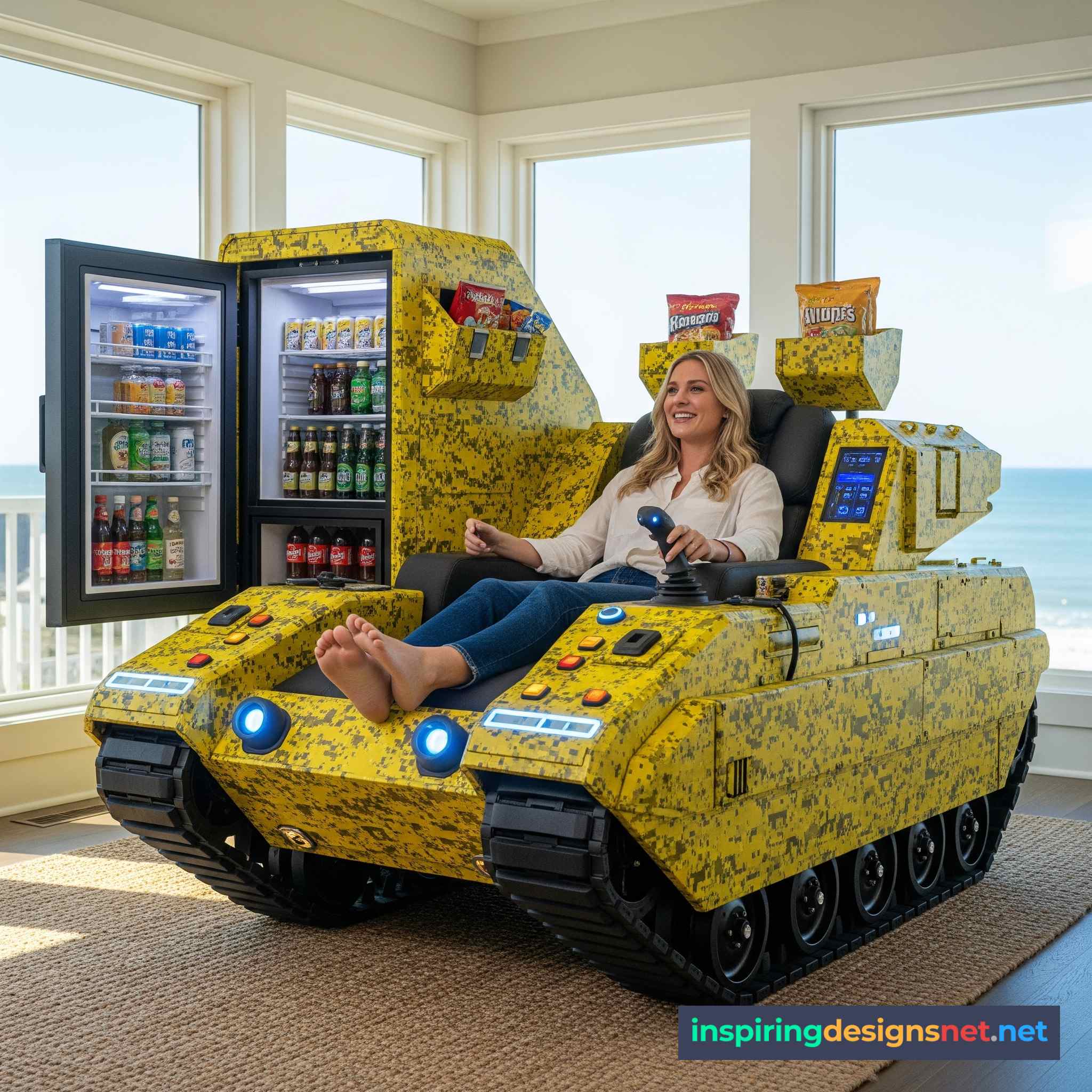 Tank Recliners Have Built-in Mini Fridges