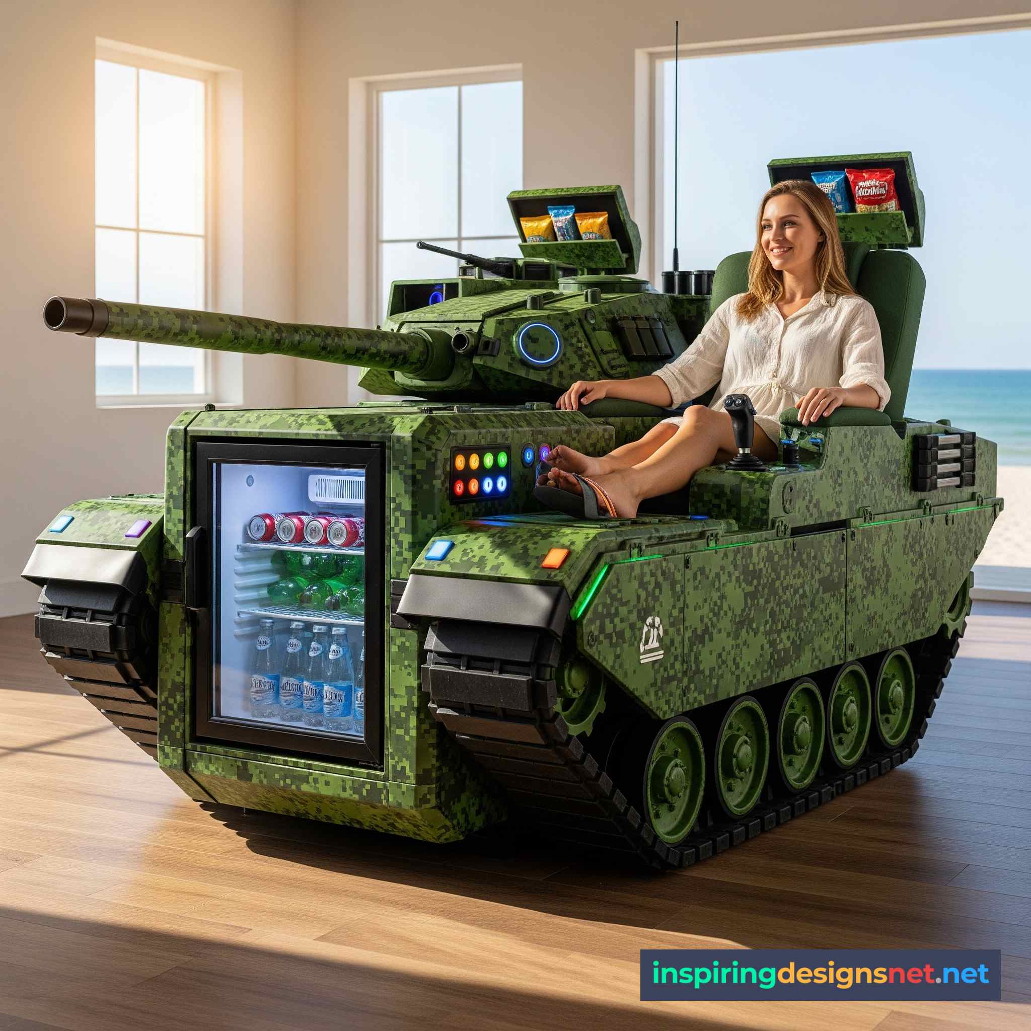 Tank Recliners Have Built-in Mini Fridges