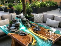 Absolutely in love with these Epoxy Scene Patio Tables Epoxy Scene Patio Tables