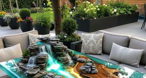 Absolutely in love with these Epoxy Scene Patio Tables Epoxy Scene Patio Tables