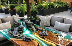 Absolutely in love with these Epoxy Scene Patio Tables Epoxy Scene Patio Tables